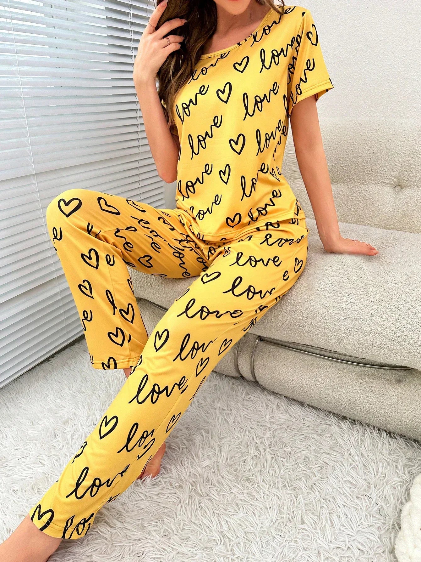 Cartoon Print Pajama Sleepwear Set
