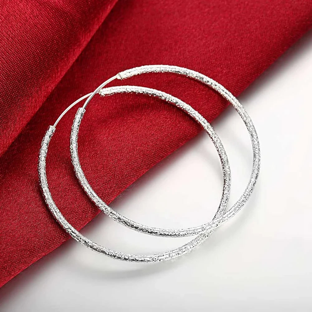 925 Sterling Silver Round Circle Hoop Earrings