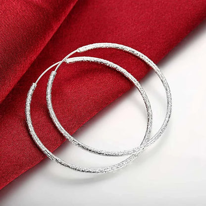 925 Sterling Silver Round Circle Hoop Earrings