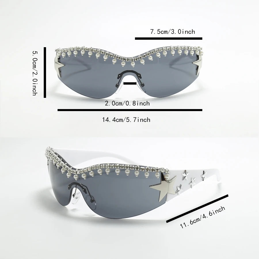 Luxury Large Frame Trendy Pearl-Inlaid Sunglasses