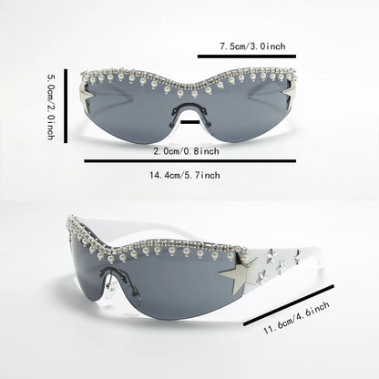 Luxury Large Frame Trendy Pearl-Inlaid Sunglasses