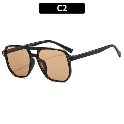 Vintage Square Thick Frame Double Bridges Sunglasses