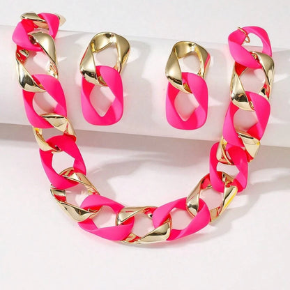 Hip Hop Color Acrylic Choker Necklace Set
