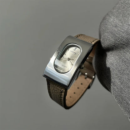 Vintage Rectangular Luxury Quartz Wristwatch