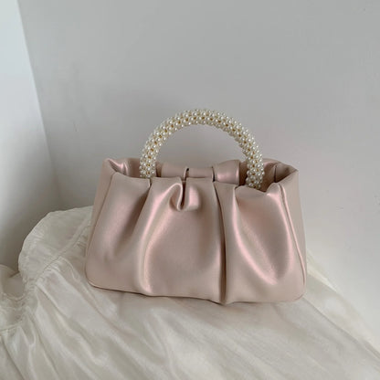 Pearl Handle Clutch Purse Handbags Luxury Square Shoulder Bags