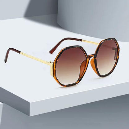 Geometric Multi-color Semi-circular Frame Semi Transparent Sunglasses