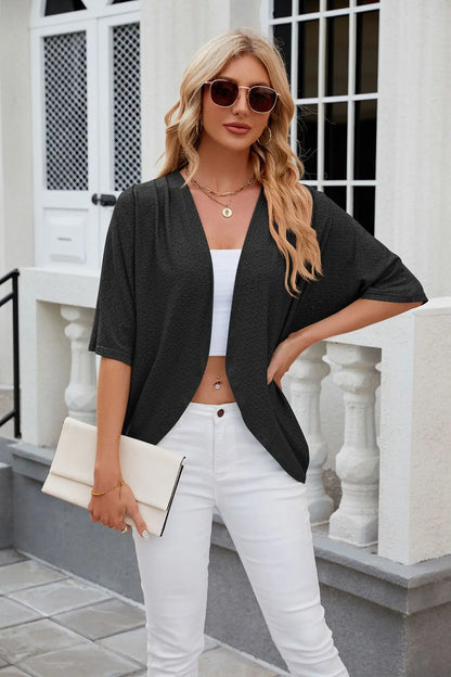Elegant Mid Sleeve Casual Loose Cardigan Shirts