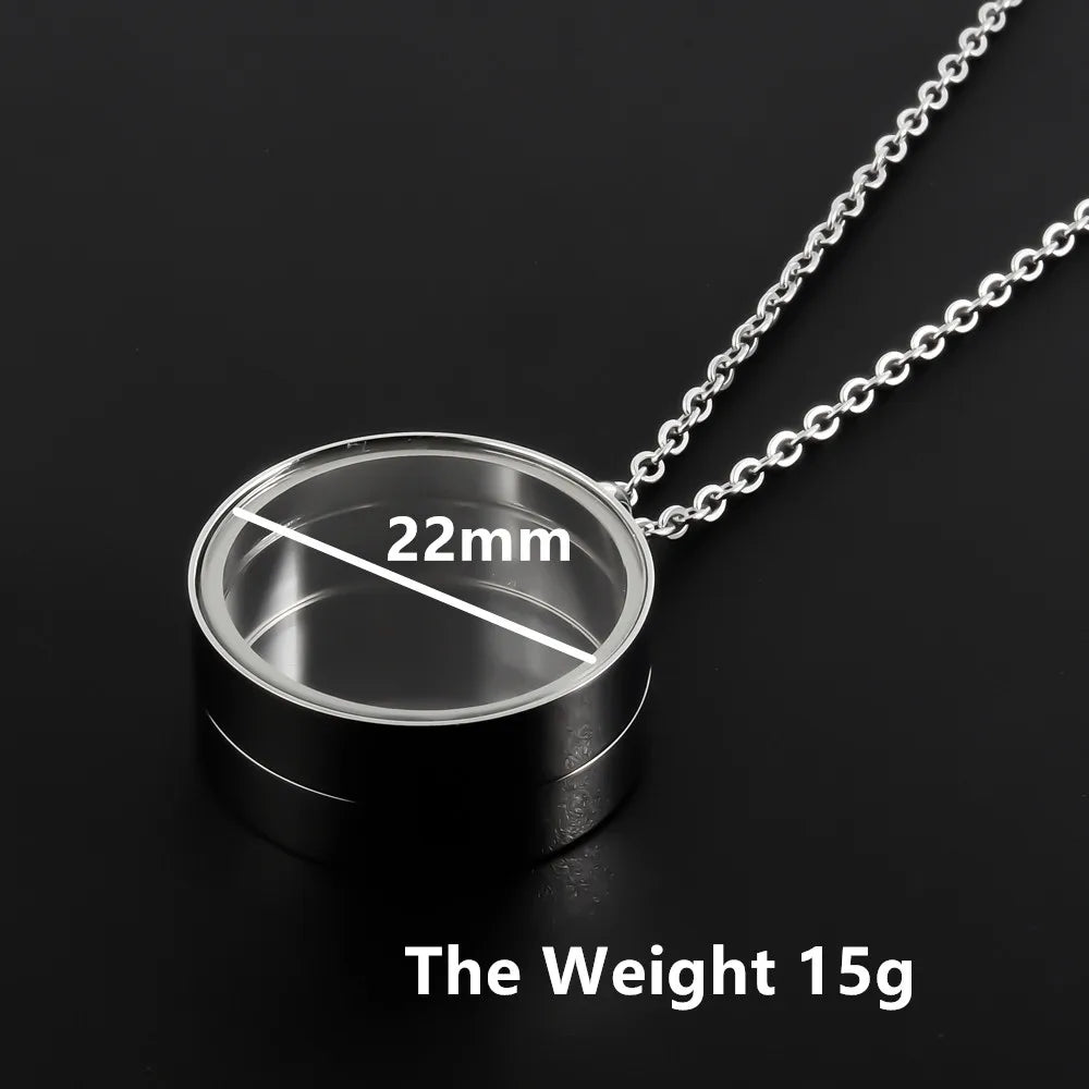 1Pc 10-45mm Round Memory Coin Bezel Locket Pendant Necklaces