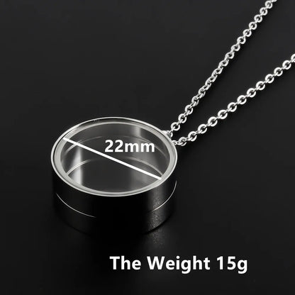 1Pc 10-45mm Round Memory Coin Bezel Locket Pendant Necklaces