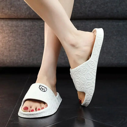 Non-slip Cute Bear Decoration Flat Slippers