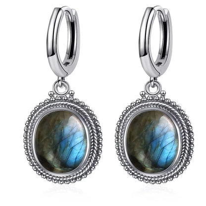 925 Sterling Silver Natural Labradorite Earrings