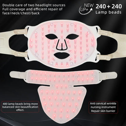 Silicone Face LED Mask SPA 4 Color Red Light Therapy Infrar Flexible Therapy Anti Aging Rejuvenation Repair Brighten Skin Tone
