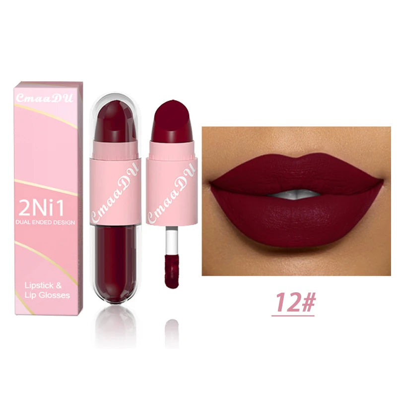 18 Colors 2 in 1 Matte Liquid Purple Lip Glaze Lipsticks