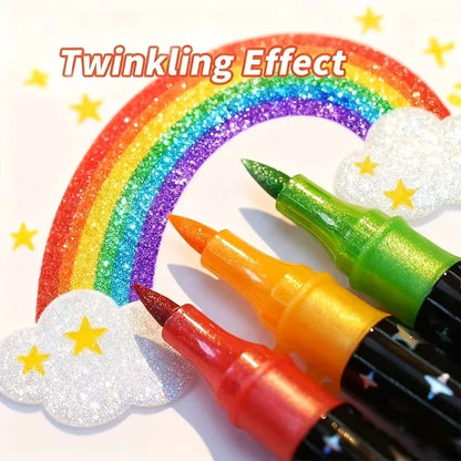 24 Colors Colorful Double Ended Glitter Pens with Fast-Drying Glue