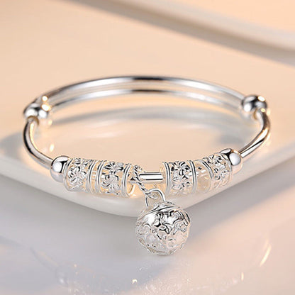DANA Silver Hollow Bells Ball Bangles Bracelets