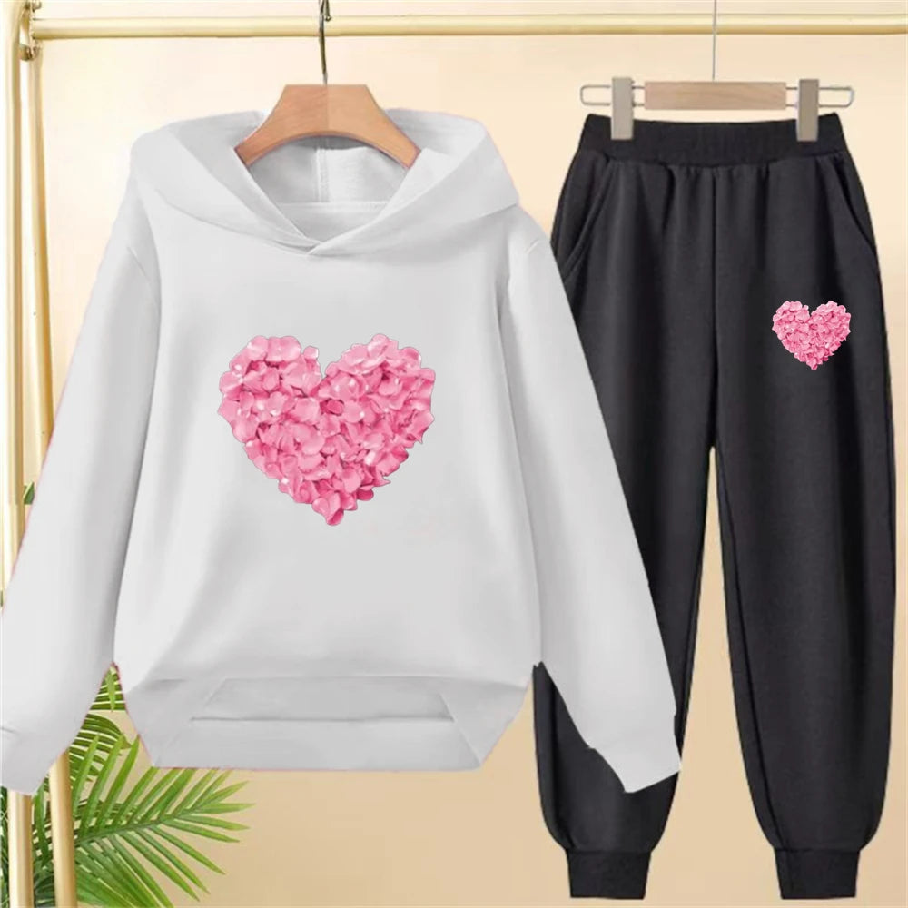 Petals Heart-Shaped Bottom Hoodies  Age 3-12 Coat Casual Toddle Sweatshirt