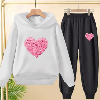 Petals Heart-Shaped Bottom Hoodies  Age 3-12 Coat Casual Toddle Sweatshirt