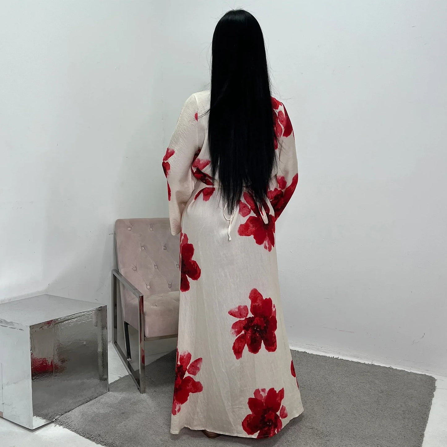 Arabesque Bell Sleeve Flowy Maxi Abaya Dress