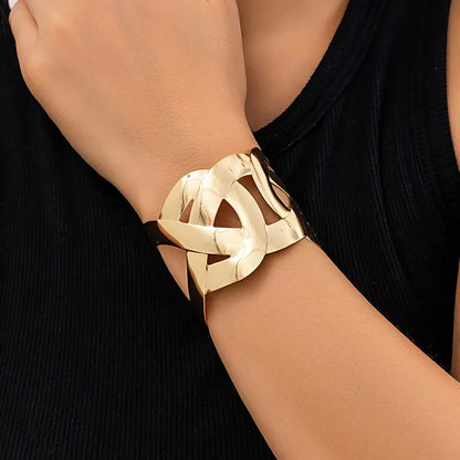 Vintage Geometric Cross Wide Cuff Bracelet