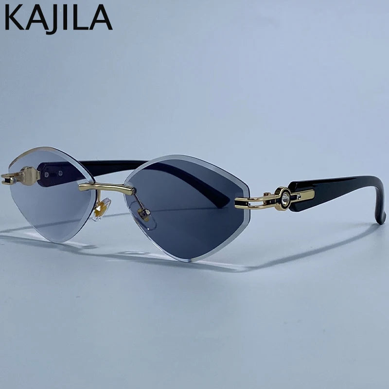 Small Frame Hexagon Rimless Sunglasses