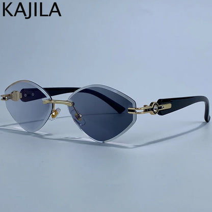 Small Frame Hexagon Rimless Sunglasses