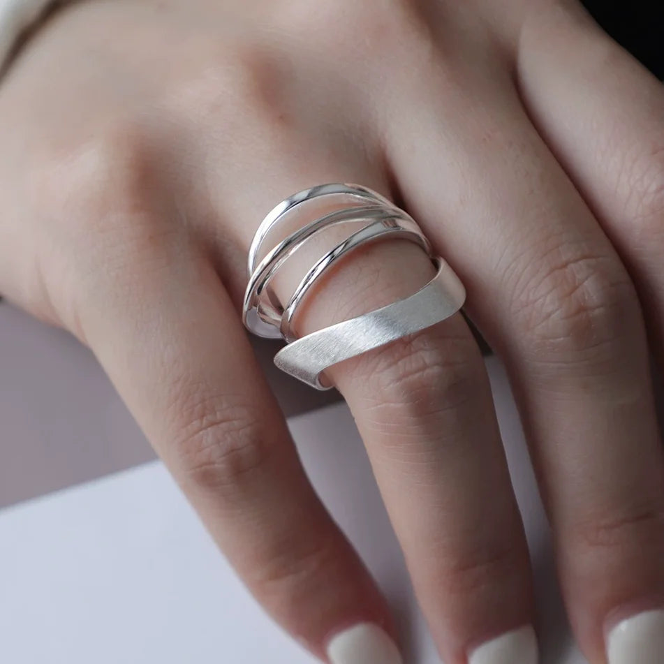 925 Sterling Silver Geometry Crystal Ring