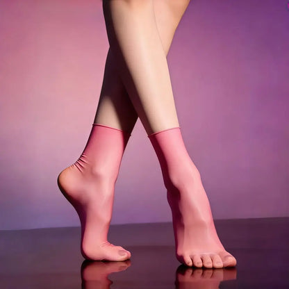 High Elastic Satin Shiny Oil Glossy Stretchy Socks