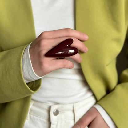 Vintage Oversized Glossy Resin Heart Sophisticated Elegant Rings