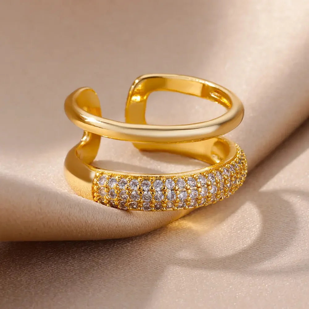Zircon Open Stainless Steel Luxury Rings