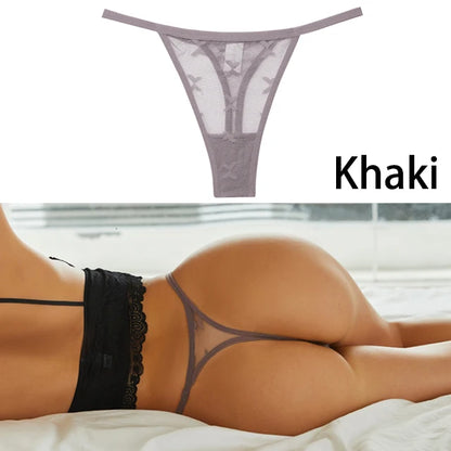 S-XL Sexy G String Thong Mesh Perspective Panties Low Waist Lingerie