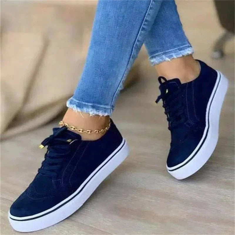 Low-top Vulcanized Round Toe Casual Flat Lace-up Walking Shoes