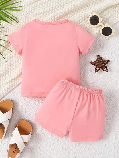 Love Letter Printed Two Piece Short sleeved T-shirt  Set