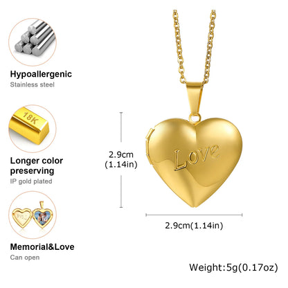 Photo Frame Glossy Stainless Steel Necklaces