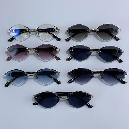 Small Frame Hexagon Rimless Sunglasses