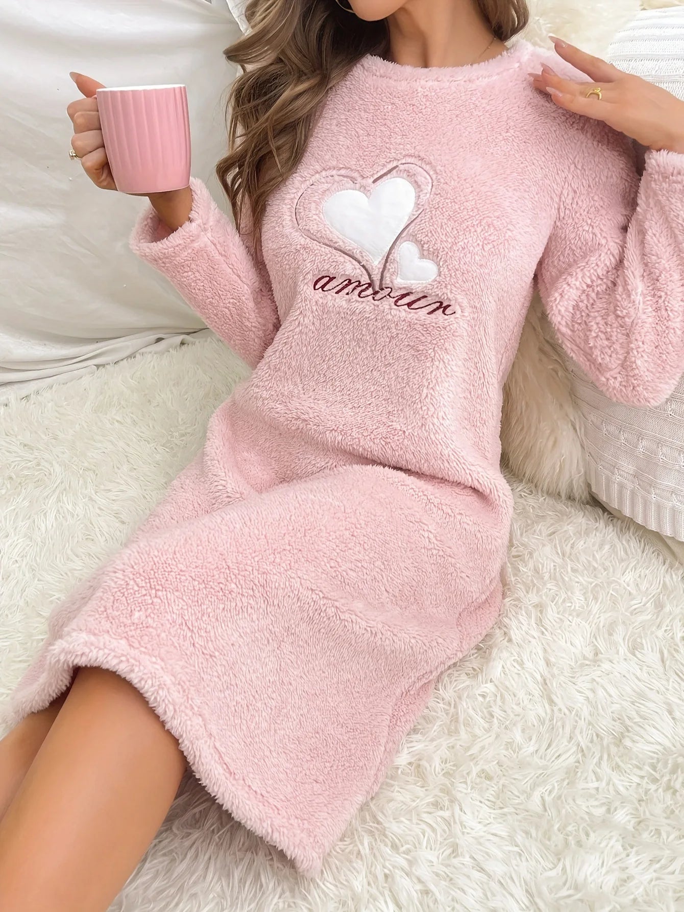 Thicken Warm Nightgown Heart Pyjama