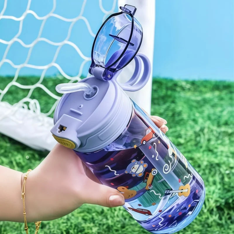 550ml Kids Cartoon Animal Water Bottle with Safety Lock
