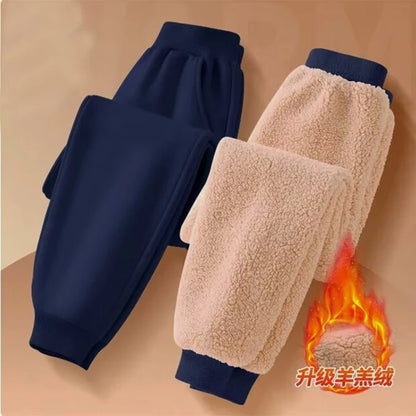 1pcs Autumn Winter Thermal Solid Teenager Fleece-Lined Casual Sports Pants