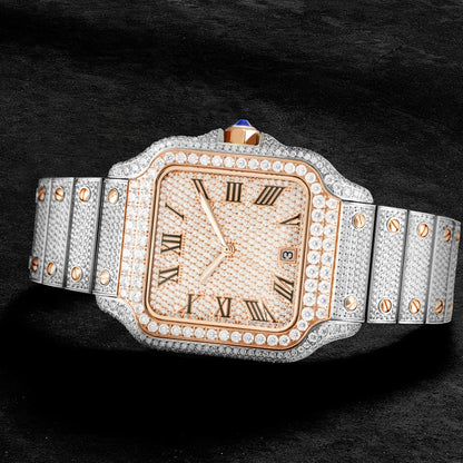 Luxury Gold Hip Hop Iced Out Automatic Diamond Watch