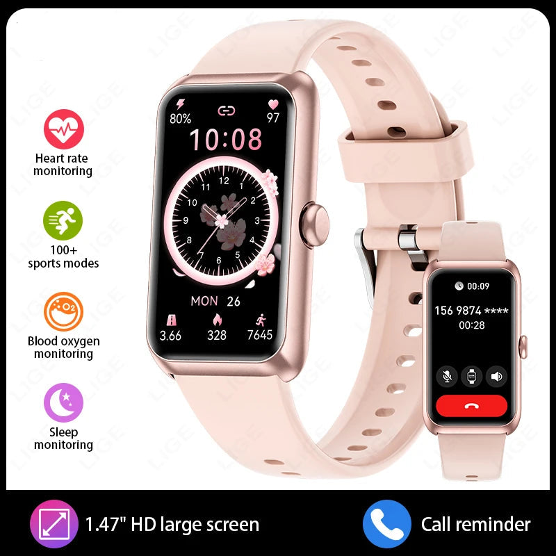 Fitness Tracker Watches with Heart Rate Monitor Sleep Tracker IP68 Waterproof Pedometer 1.47" Smart Watch