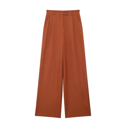 Front Zipper Straight High Waist Chic Pants