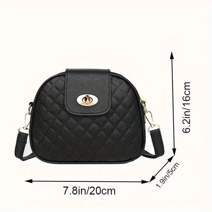 Small Quilted Crossbody PU Leather Shoulder Vintage Round Shape Bag