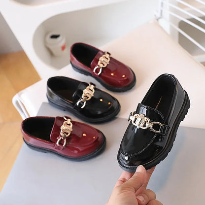Leather Chain Flat Elegant Shoes