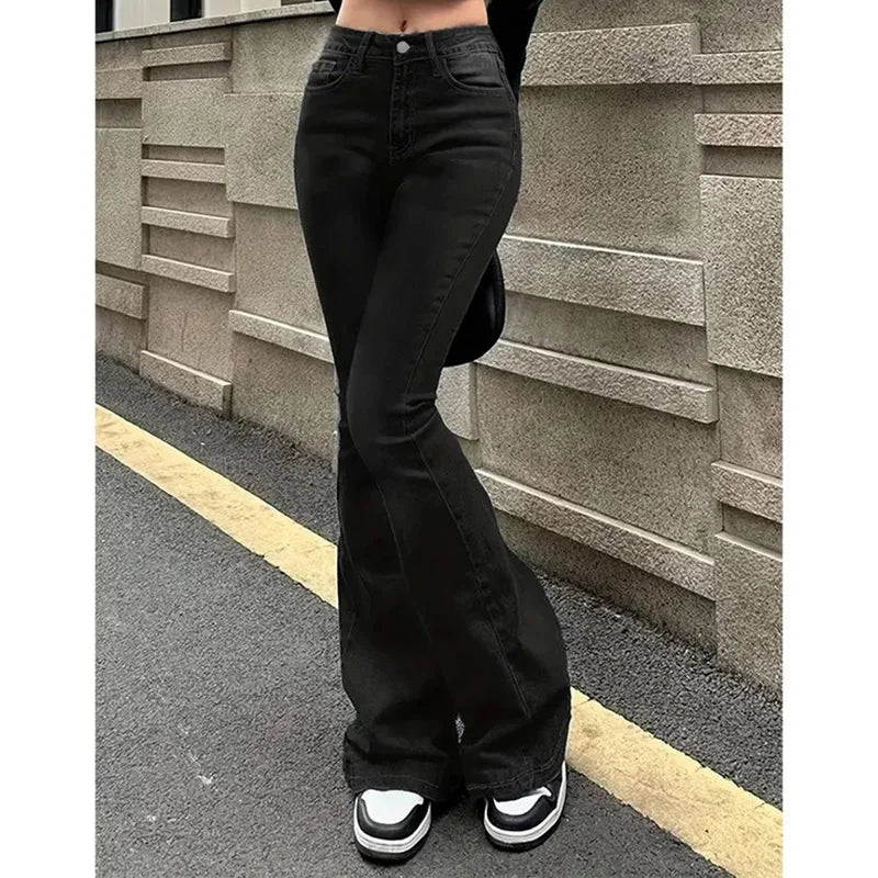 High Waist Flared Jeans Trousers