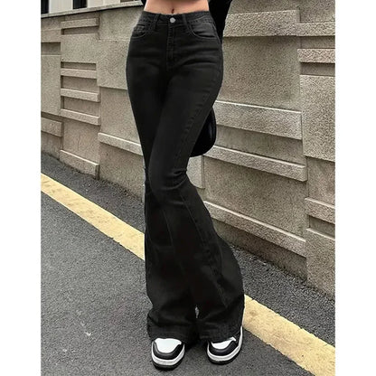 High Waist Flared Jeans Trousers