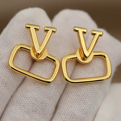 Sight Luxury Metal Letter V Stud Earrings