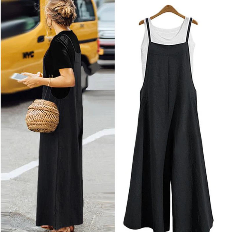 Straps Jumpsuit Summer Wide Leg Pants
