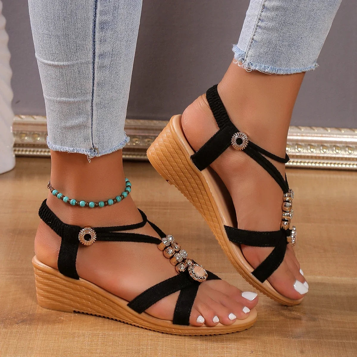 Versatile Non-Slip Wear-Resistant Metal Decorative Sandals