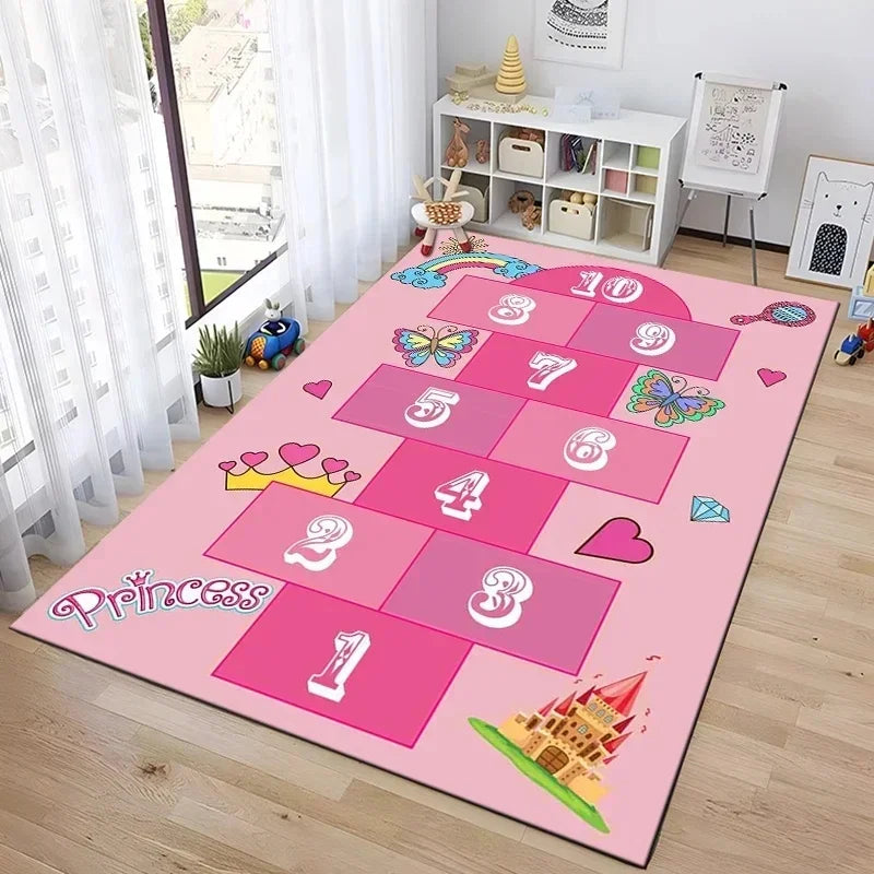 Interactive Hopscotch Play Mat Cartoon-Inspired Carpet