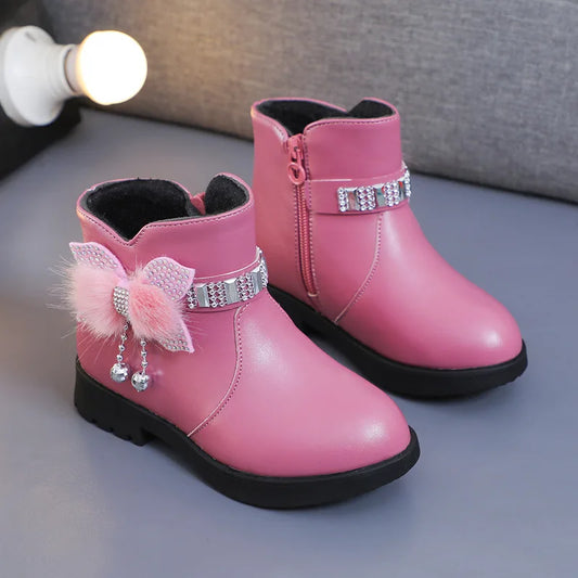 Butterfly Knot Soft Sole PU Leather Boots