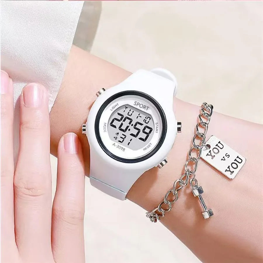 Cat-Ear Kids Watch with Bracelet Waterproof Digital Watch LED Wristwatch